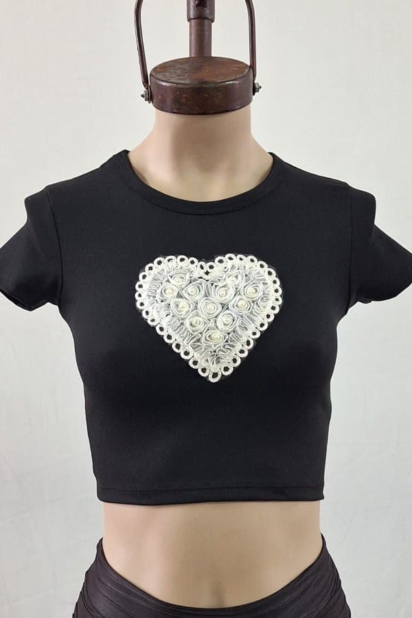 Remera top CORAZON PERLAS modal soft
