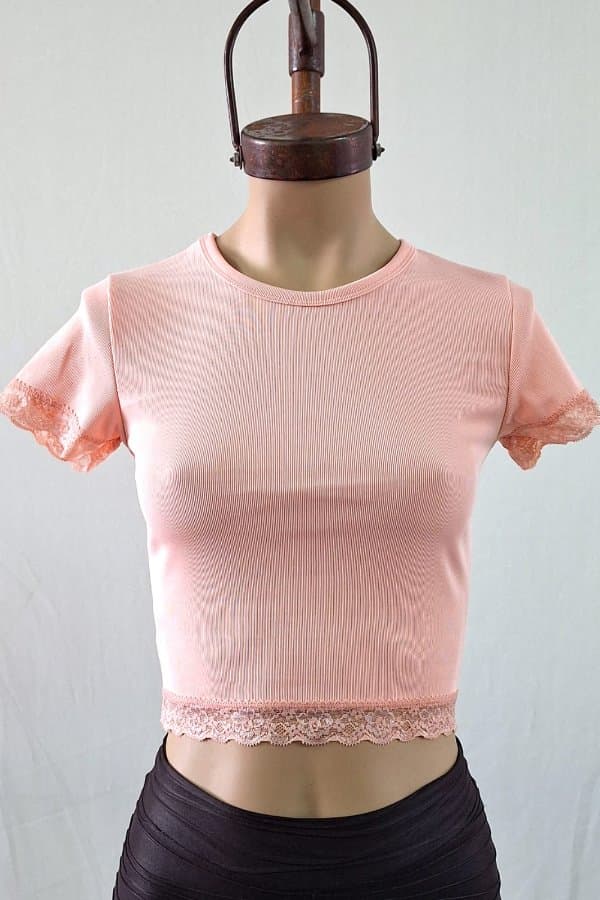 Remera top puntilla manga morley cotton