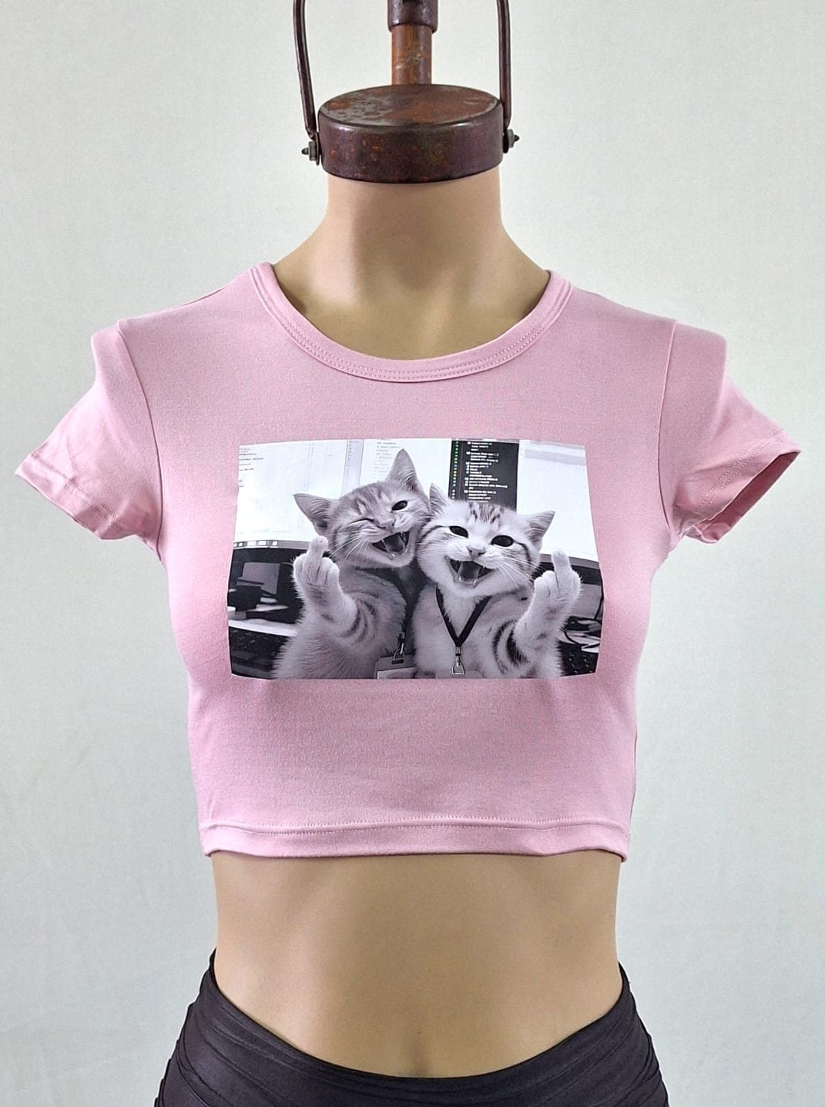Remera top 2 GATITOS modal soft