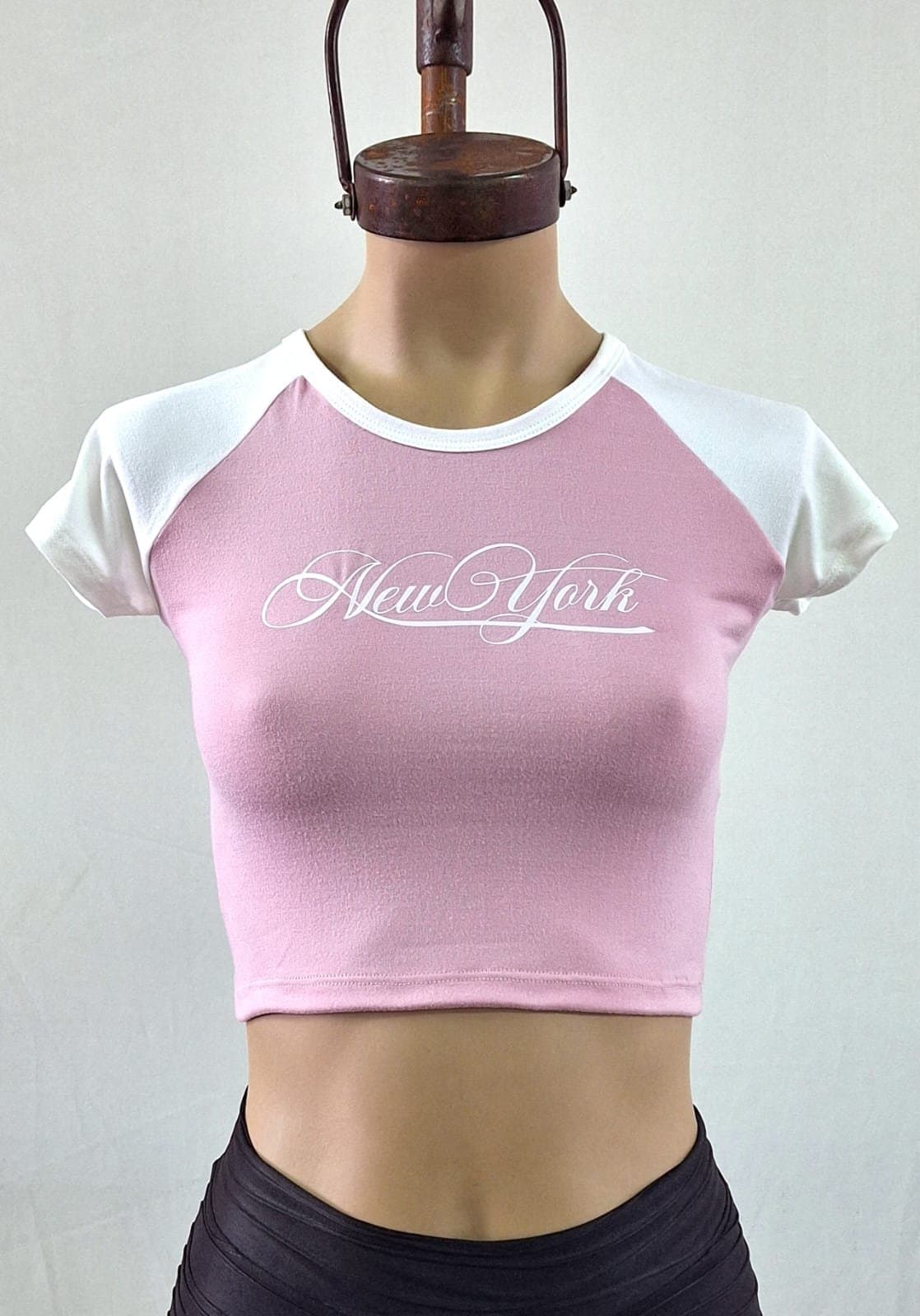 Remera top combinado New York modal soft